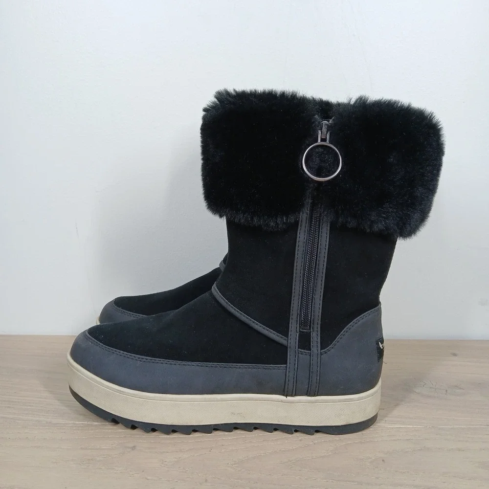 Koolaburra By UGG Boots Womens 8 Black Faux Fur Side Zip Platform Winter Y2K - Picture 1 of 12